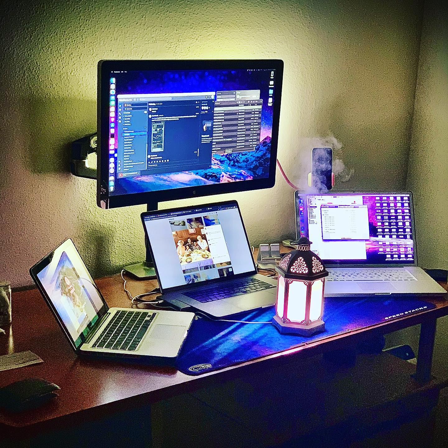 Any other crazy people out there who use more then one computer at a time? If your wondering what up with the lamp... I am diffusing eucalyptus essential oil right into my face.
